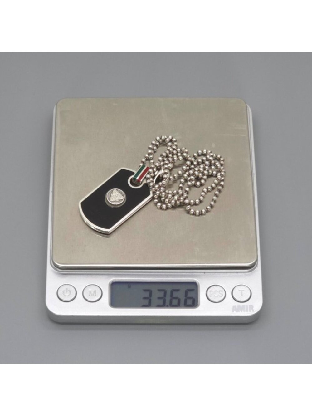 Gucci Cles Dog Tag Enamel Necklace 60 cm Black Color Web Sterling Silver - Picture 9 of 10